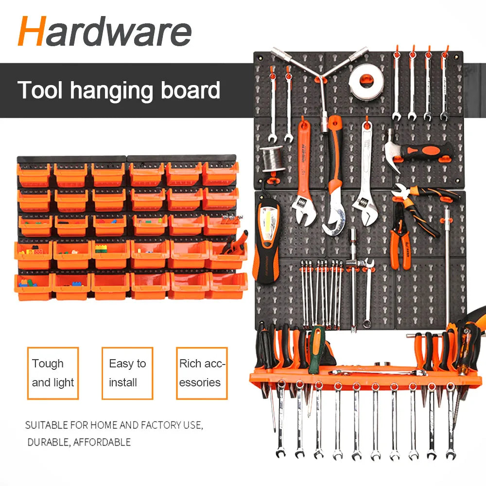 Wall-Mounted Hardware Tool Mount Hanging Board Parts Garage Wall Workshop Storage Rack Screw Wrench Organizer Classification Box