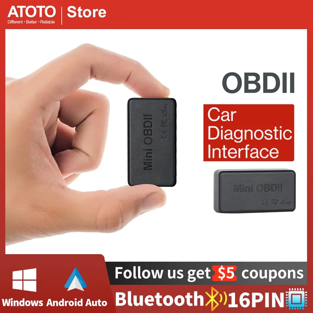 ATOTO Bluetooth OBDII/ OBD2 Car Diagnostic Scanner/Scan Tool For Android Series Car Stereo Compatible With Torque App