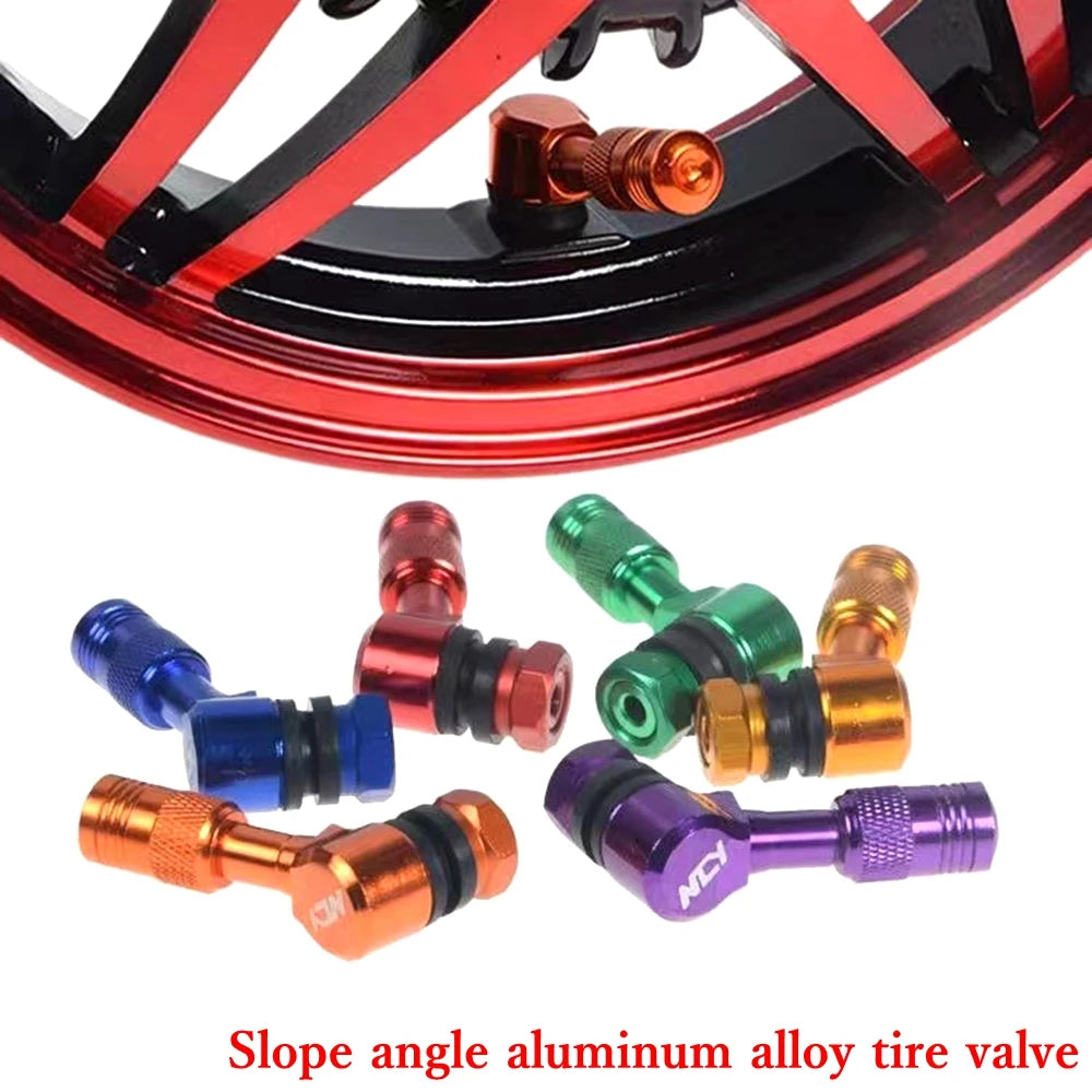 2pcs Motorcycle Rim 90 Degree Angle/Bevel CNC aluminum alloy Valve Motorcycle Wheel Tire Tubeless Valve Stems For Rim Wheel Part