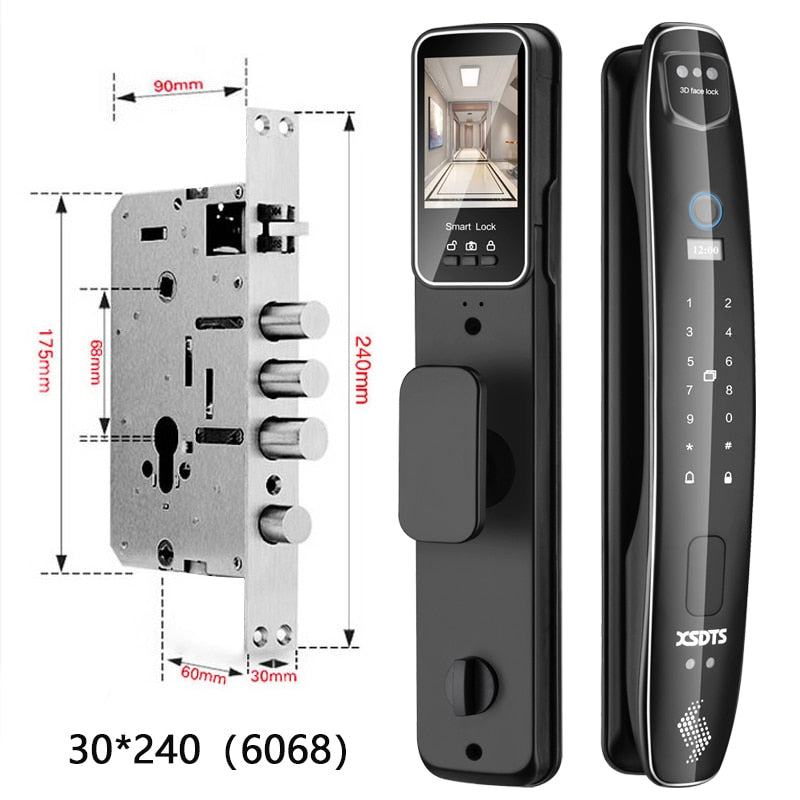 3D Face Smart Door Lock Security Camera Monitor Intelligent Fingerprint Password Biometric Electronic Key Unlock Usmart Go