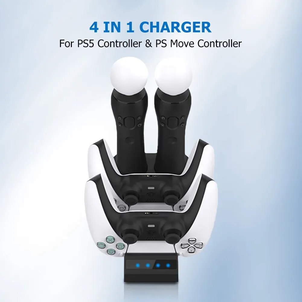 NEW2023 Ports Charging Stand Station for PS5 PS Move Game Controller Charger Dock Charger for PlayStation Controller