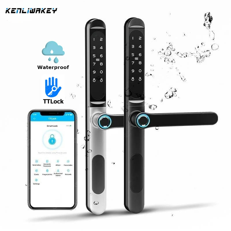 Waterproof Ttlock Outdoor Aluminum Sliding Door Lock Fingerprint Bluetooth APP Digital Password Biometric Electronic Smart Lock