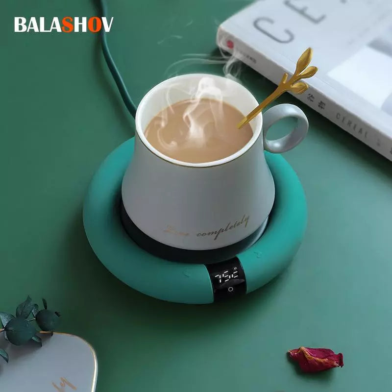 Creative Coffee Tea Mug Warmer Pad Electric Heating Cup Pad for Home Office 3 Temperatures Adjustable LED Display Gift Idea