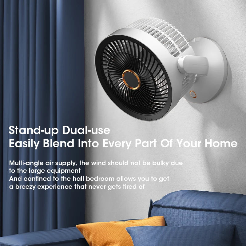 Air Circulation Floor Standing Fan 4000mAh Night Light Wall Mounted Electric Fan Strong Winds Rechargeable Desktop Cooling Fan