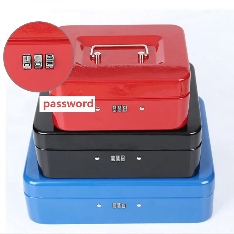 Portable Security Safe Box Password Lock Money Jewelry Storage Metal Box with Lock for Home School Office Security Cash Key Boxs