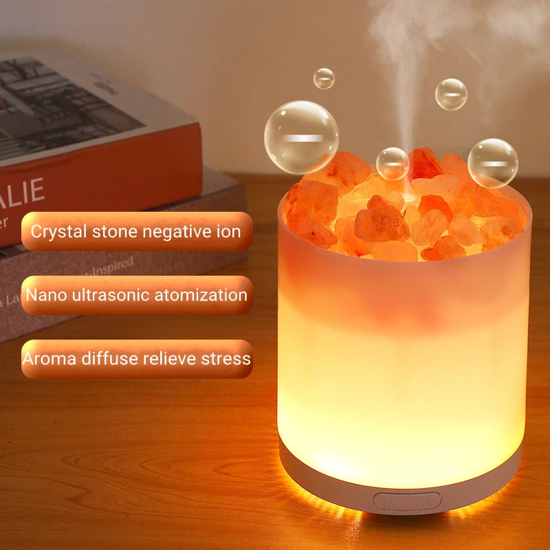 NEW Crystal Salt Stone Aromatherapy Essential Oil Diffuser USB Air Humidifier with Colorful LED Lamp Negative Ion Aroma Diffuser