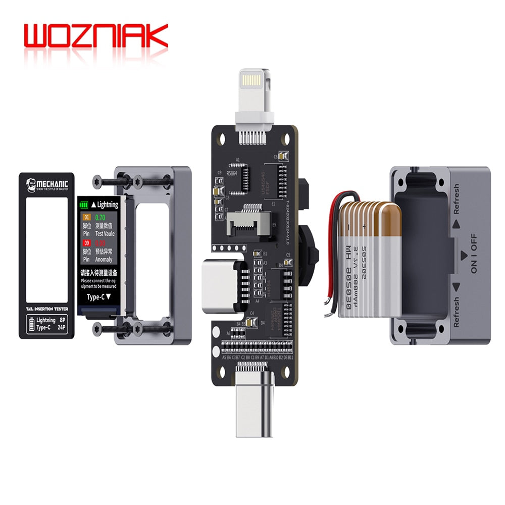 Mechanic T-824 No Disassembly Required Mobile Phone Tail Insertion Detector Digital Display Current Power Check Independent Pin