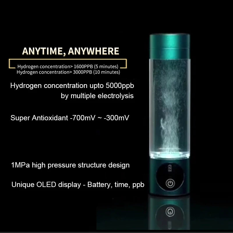 The 8th Generation 5000ppb SPE PEM High Concentration Rich Hydrogen Water Cup Generator Flask Ionizer H2 Maker Hydrogen Bottle