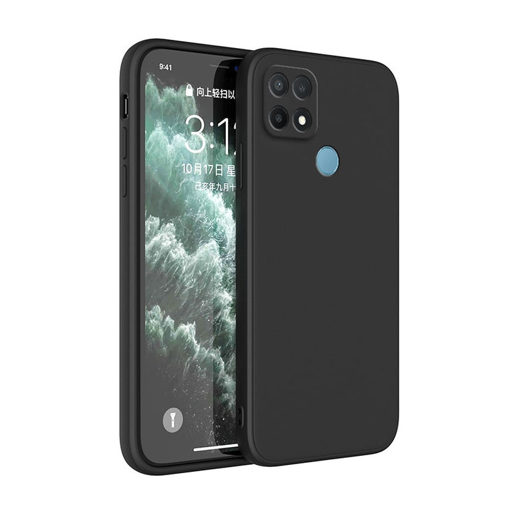 Original Soft Case for OPPO A15 A15S A35 2021 Coque Lens Protection Shockproof Square Liquid Silicone Luxury Classic Cover Funda