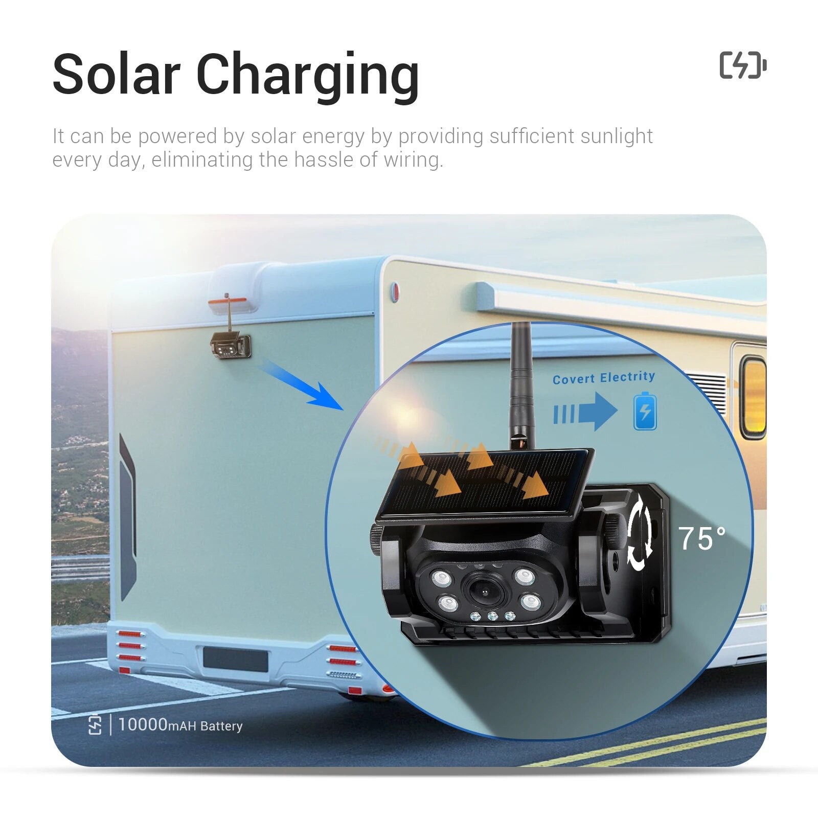 Hikity Solar Magnetic WIFI Camera Parking Rearview IP68 Waterproof Backup camera for Truck Audi/VW/Passat/Tiguan/Golf