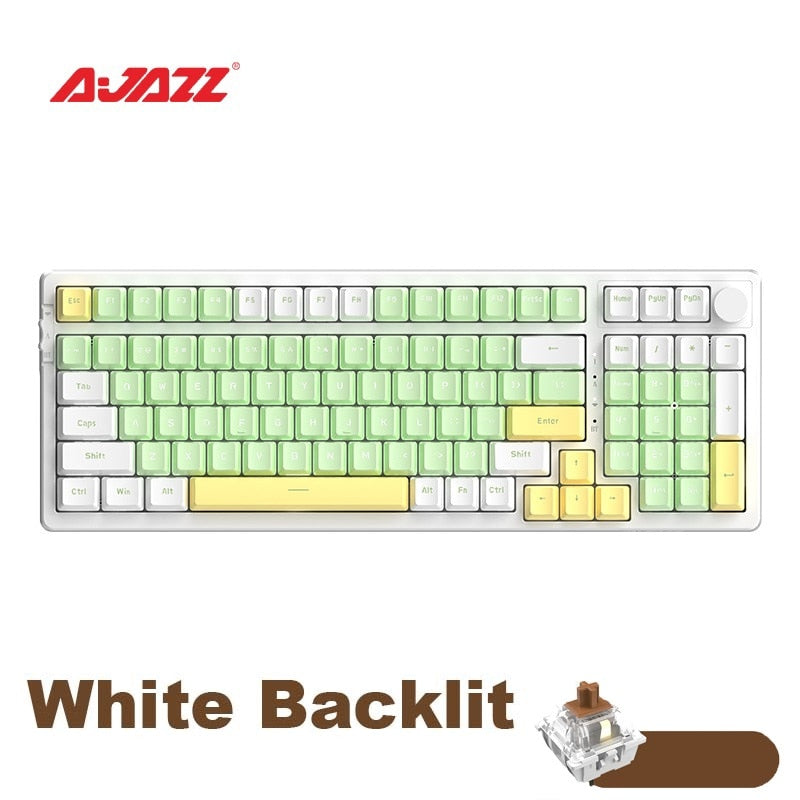 Ajazz AK992 92 Keys DIY Switch Keyboard Red Green Brown Shaft Hot-swap Mechanical Keyboard with RGB/White/No Backlit Optional