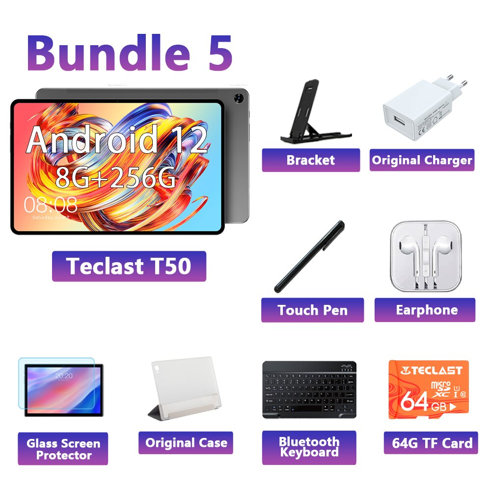 Teclast T50 2023 11" 2K Tablet Android 12 2000x1200 8GB RAM 128GB ROM UNISOC T616 Octa Core 4G Network Type-C 18W Fast Charging