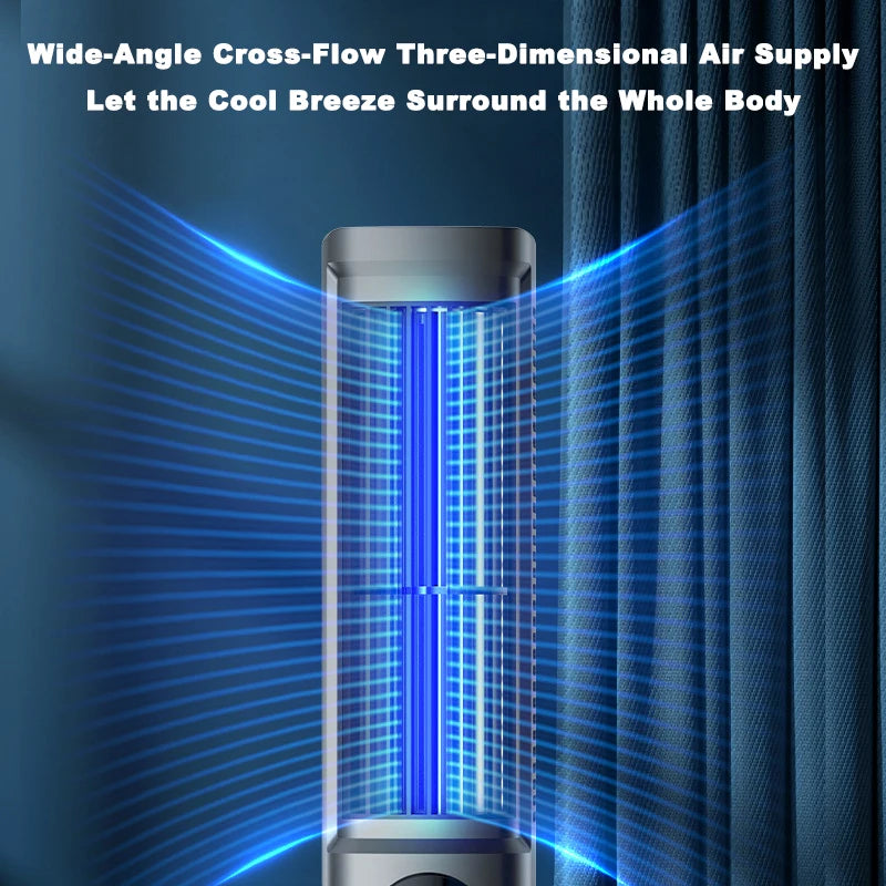 Table Tower Fan Portable Rechargeable Air Conditioner Desktop Bladeless Fan Wireless Air Cooling Electric Tower Fan for Summer