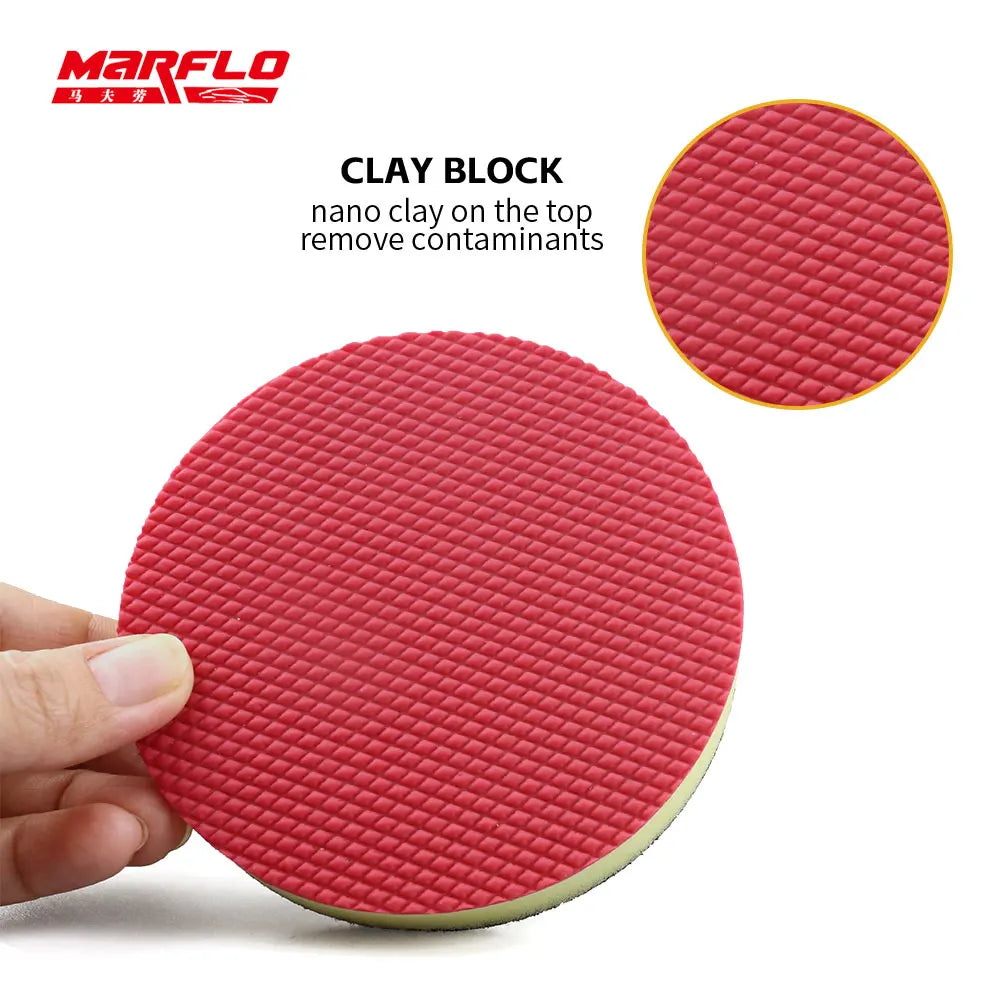 Marflo King Grade Magic Clay Bar Pad Car Wash Sponge Brushes Car Cleaning Pad Paint Polish Auto Care Car Detailing 6 5 4 3 Inch
