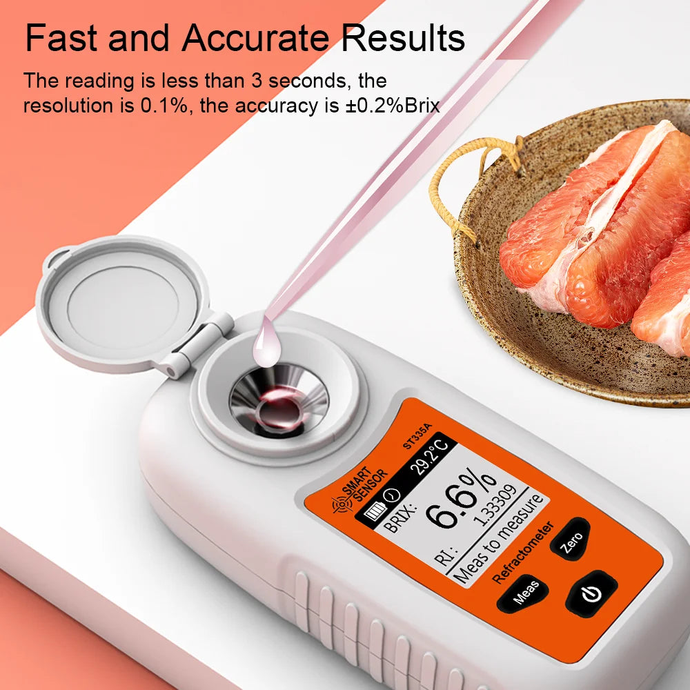 Digital Refractometer Brix Meter Fruit Juice Beverage Wine Beer Alcohol Content Measuring Tool Concentration 0-35% Sugar Meter