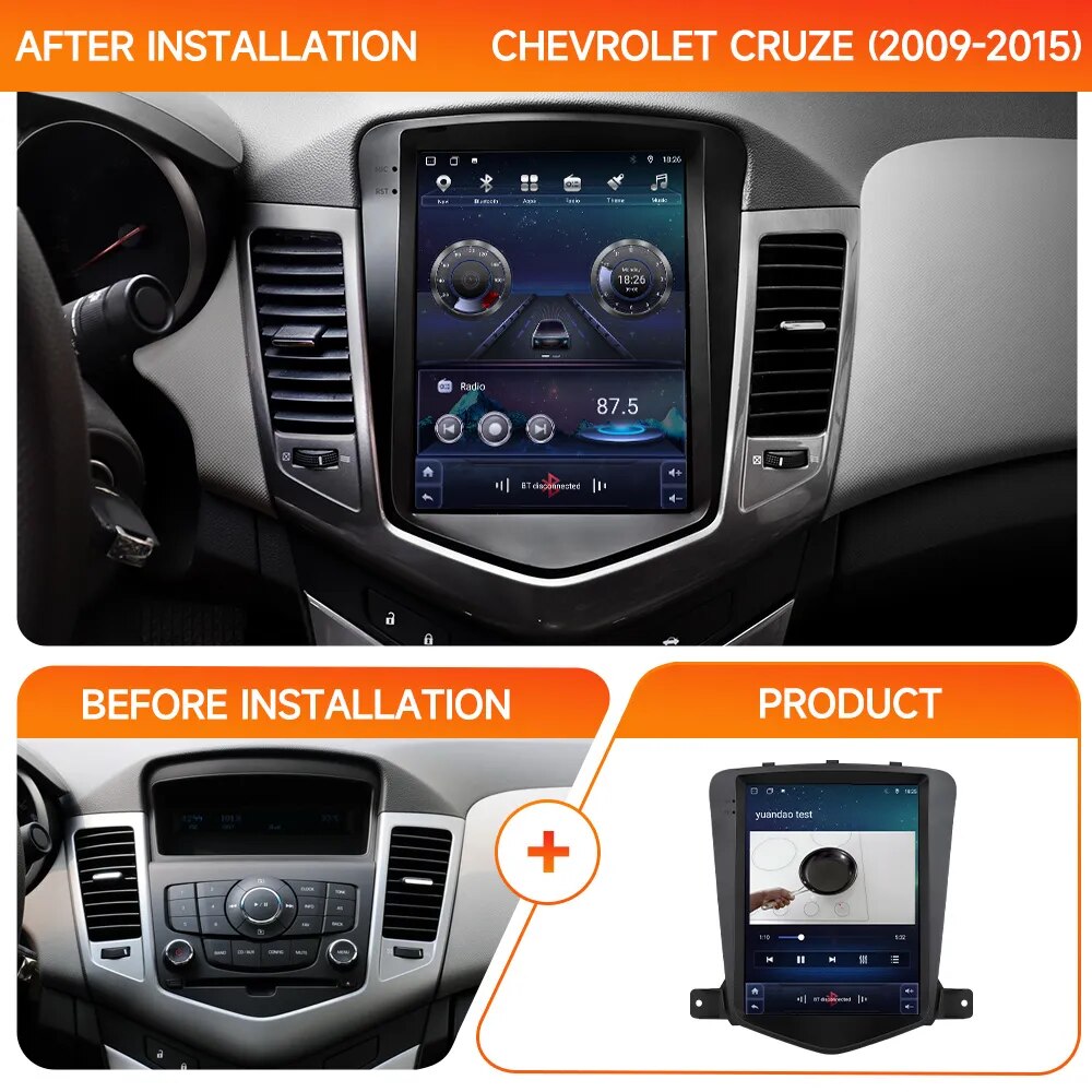 JIUYIN Android Stereo Car Radio For Chevrolet Cruze J300 2008-2015 Multimedia Player GPS 2din Carplay Auto DVD 4G WIFI