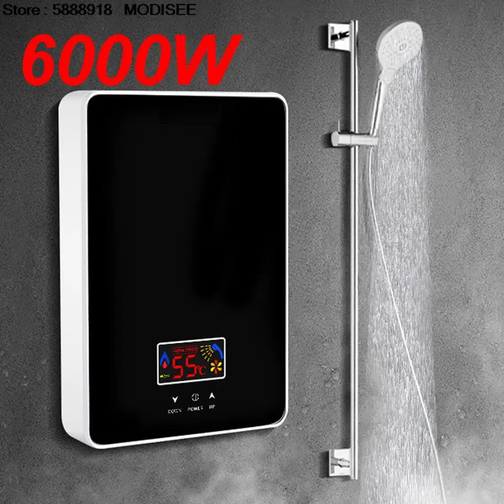 220V 3000W Instant Tankless Electric Hot Water Heater Bathroom Kitchen Instant Heating Tap Demand Water Heater with LCD Display