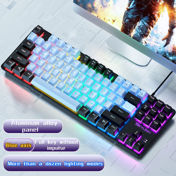 SKYLION H87 Wired Mechanical Keyboard 10 Kinds of Colorful Lighting Gaming and Office For Microsoft Windows and Apple IOS System
