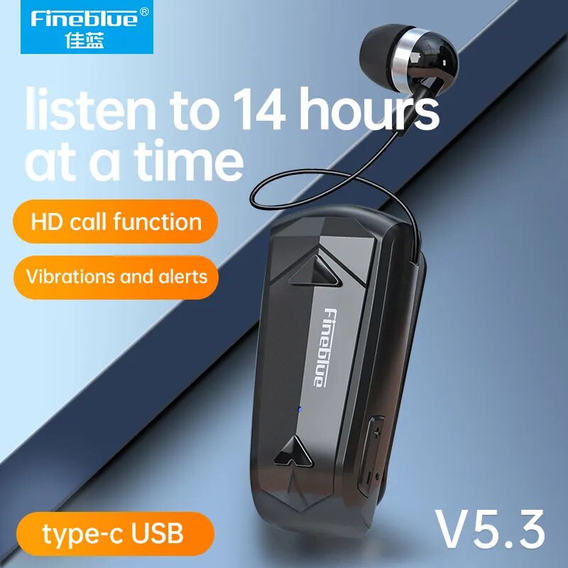 2022 Fineblue F520 Mini Wireless Earphone Bluetooth 5.3 Retractable Portable Headset Calls Remind Vibration Sport Run Headphone