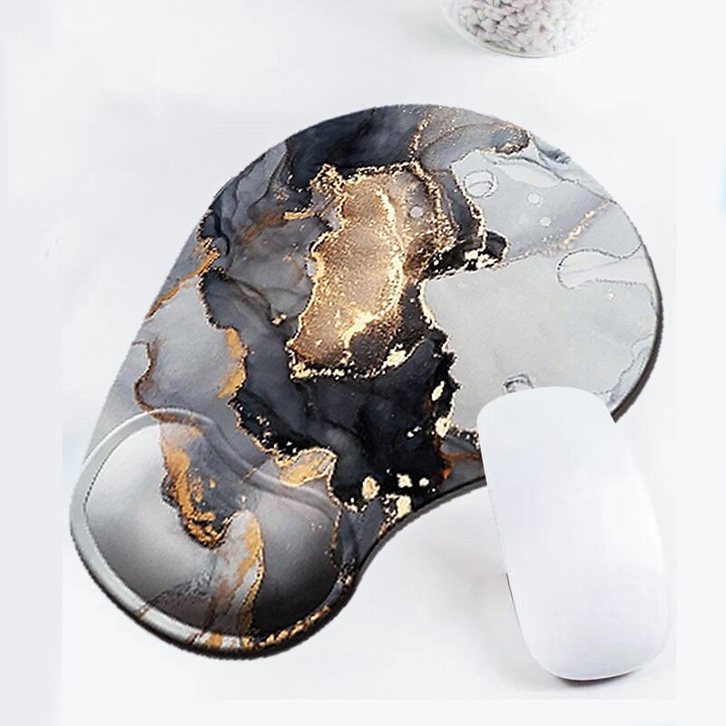 Marble Style Ergonomic Mouse Pad with Wrist Rest Non-Slip Rubber Pad Under Hand Office on The Table Hand Cushion Wrist Support