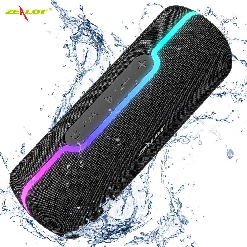 ZEALOT S55 Bluetooth Speaker Waterproof IPX5 Bluetooth Speaker 10W Sound Box BT5.3 Loudspeaker With Colorful Light Surround