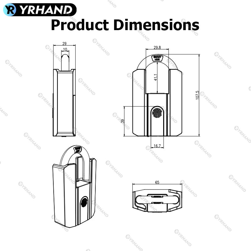 IP67 TTLock Bluetooth APP Smart Padlock Fingerprint Lock Keyless Mini Bag with Aleax Google Home Electronic Door Lock