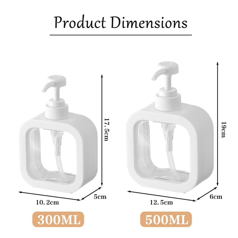 300ml/500ml Bathroom Soap Dispenser Bottle Shampoo Shower Gel Bottle Press Refillable Empty Travel Bath Pump Wash Hand Bottles