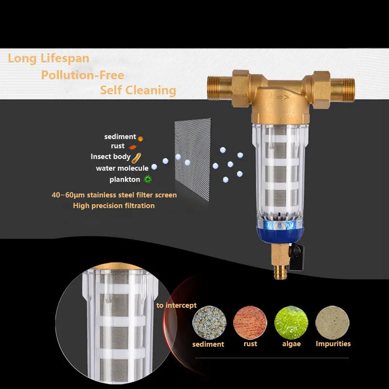 Pre Filter Backwash Stainless Steel Mesh Purifier Central Prefilter Water Filter Sediment Filtration Whole House Water Filter