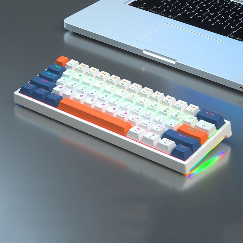 RGB Mechanical Keyboard 61/68 Key Portable Green/red/tea Switch Hot Swappable Wired Computer Laptop Office Game Esports