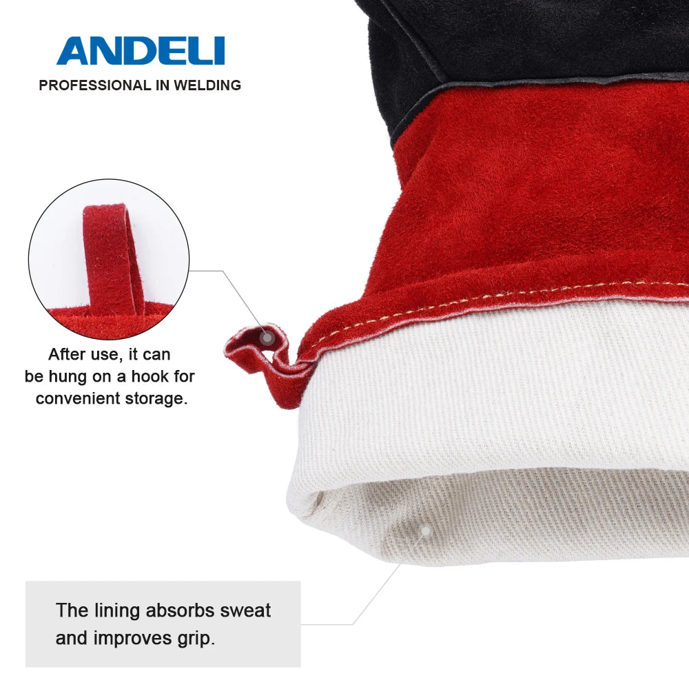 ANDELI 27cm Welding Glove Multifunctional Works Gloves Heat Resistant Mig/Stick/Tig Welder/Grill/Stove/BBQ Protective Gloves