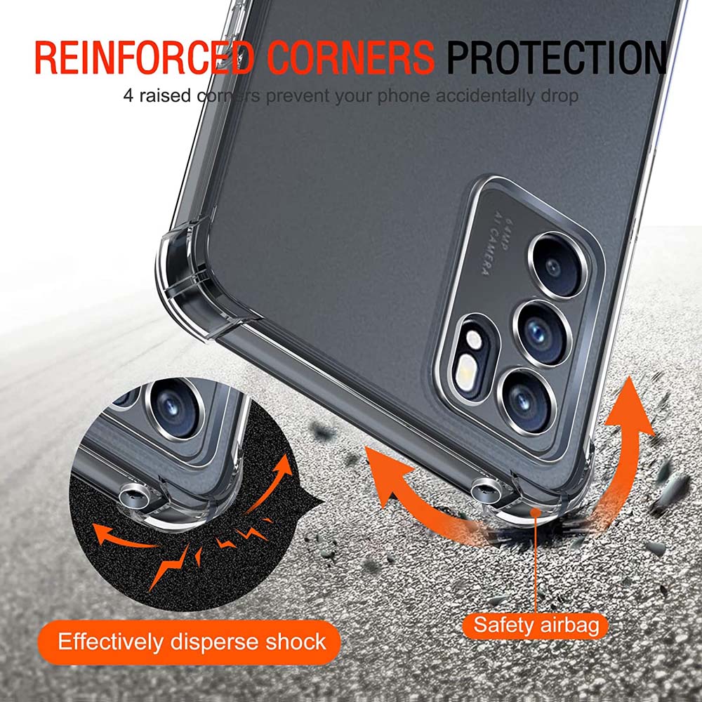 Clear Case for Oppo Reno 6 5G Reno6 4G Crystal Soft TPU Transparent Shockproof Phone Cover for Reno 7 4G Reno 5 4G Reno 3 2F 2Z