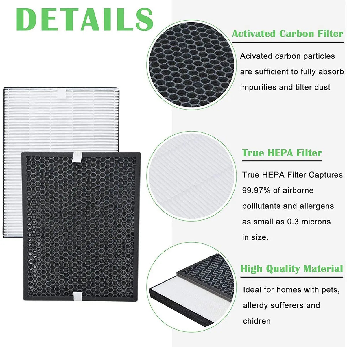 FY1413/40 Active Carbon&FY1410/40 Hepa Replacement Filter for Philips Air Purifier Serie,Replace AC1214/1215/1217 AC2729