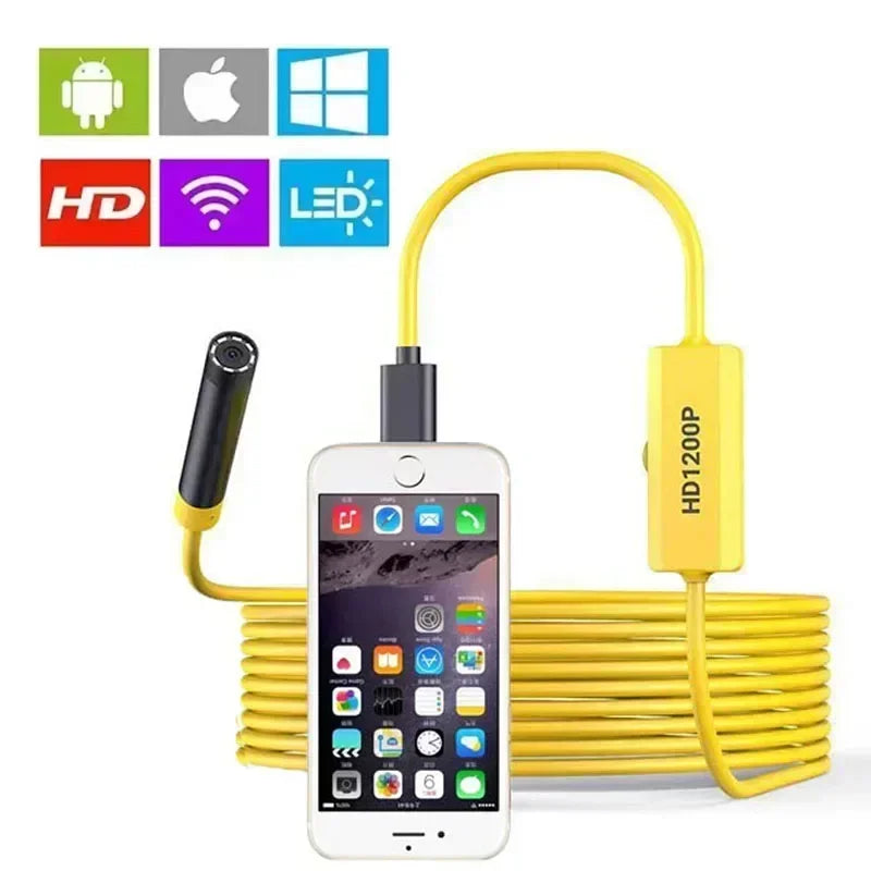 1200P endoscope camera for iphone 8mm probe ip68 8led android or Windows TypeC USB port fish finder portable security protection