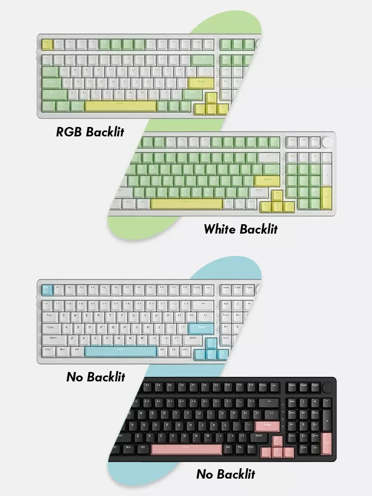 Ajazz AK992 92 Keys DIY Switch Keyboard Red Green Brown Shaft Hot-swap Mechanical Keyboard with RGB/White/No Backlit Optional