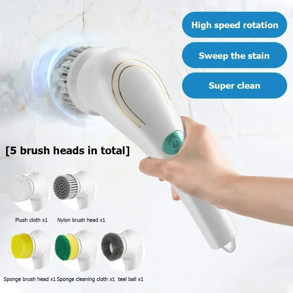 USB Charging Household Cleaning 5 in 1 Electric Cleaning Brush Multifunction Tools Accessories Merchandises Home Garden