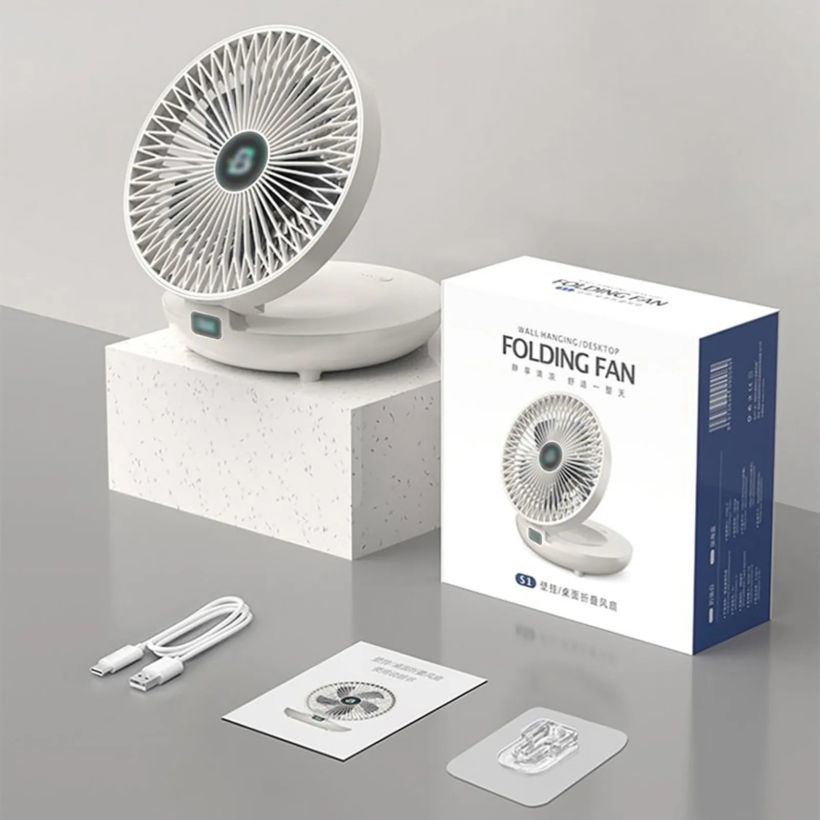 Usb Charging Foldable Table Desktop Fan Wall Mounted Ceiling Fan Mini Portable Air Cooler Electric Ventilator Fan Rechargeable