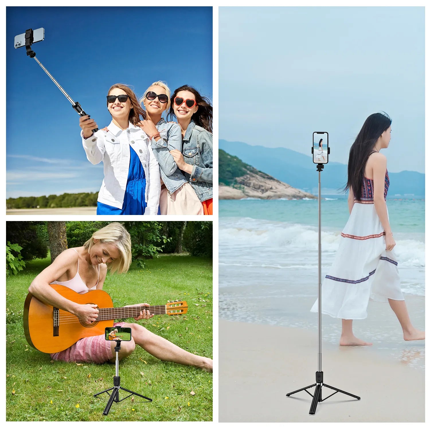 1.75M Rechargeable Long Extended Bluetooth Wireless Selfie Stick Live Broacast Stream Stand Holder Tripod Foldable Smartphones