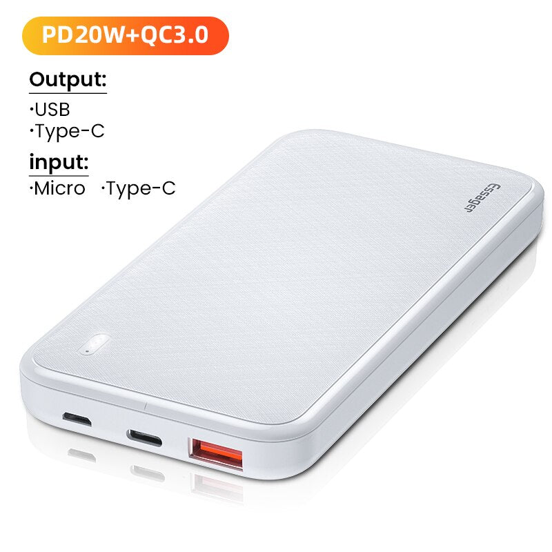 Essager 10000mAh Power Bank PD 20W Portable Charging Powerbank External Battery Charger For iPhone 14 13 Xiaomi Samsung HUAWEI