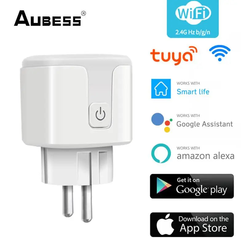 Tuya WiFi Smart Plug 16A/20A EU Smart Socket With Power Monitoring Timing Function Smart Life APP Voice Control Via Alexa Google