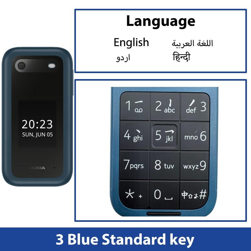 New and Original Nokia 2660 4G Feature Flip Phone 2.8" Display Bluetooth FM Radio 1450mAh Dual SIM Rugged Push-button Telephone