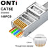 ONTi RJ45 Pass Through Crimper Tool and Rj45 Connector, Ethernet Crimper Crimping Tool Wire Stripper Cutter for Cat6a Cat5