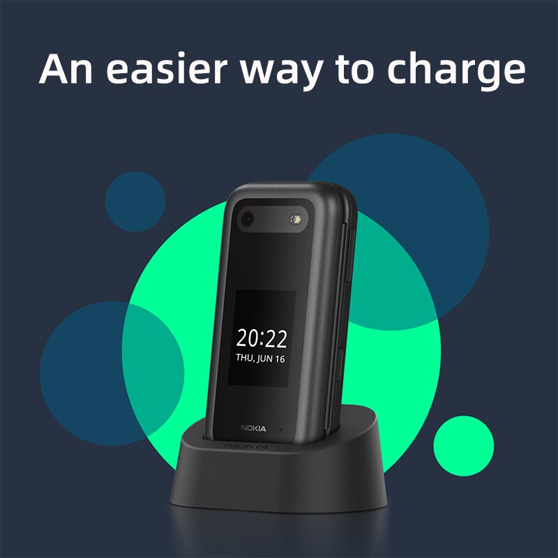 New and Original Nokia 2660 4G Feature Flip Phone 2.8" Display Bluetooth FM Radio 1450mAh Dual SIM Rugged Push-button Telephone