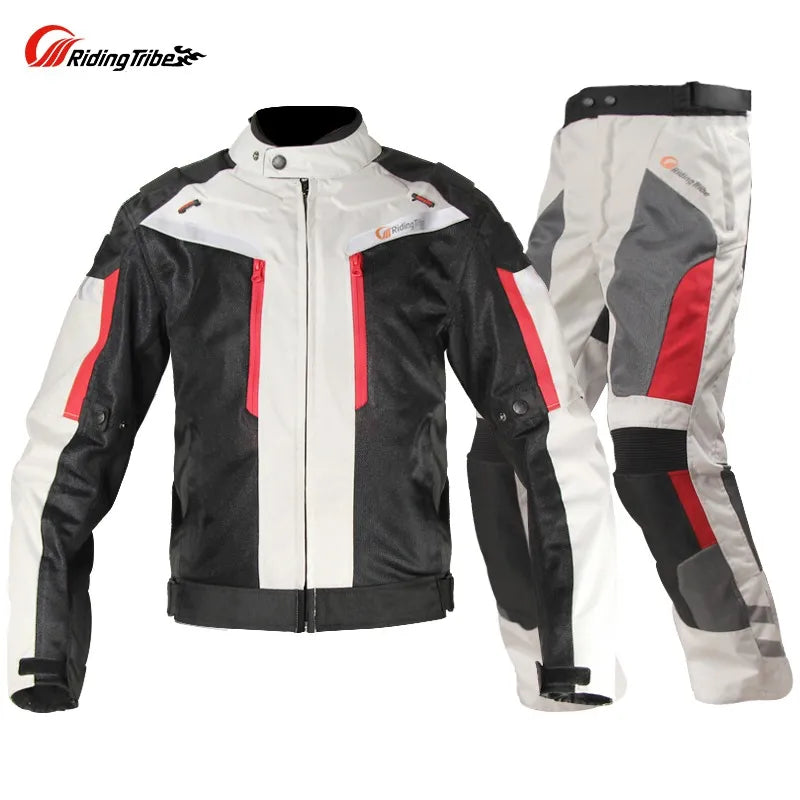 Riding Tribe Windproof Motorcycle Racing Suit Protective Gear Armor Motorcycle Jacket+Motorcycle Pants Hip Protector Moto Set