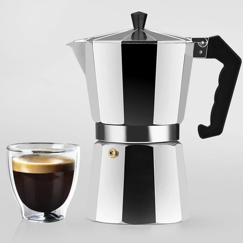 hot 50ml 1 Cup Aluminum Coffee Pot 50Ml 1Cup Coffee Maker Espresso Percolator Stovetop Mocha Pot Electric Fashion Stove