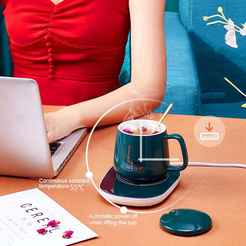 Electric G-Sensor Cup Heater Mug Warmer Mat 55°C Smart Thermostatic Cup Coaster Tea Coffee Milk Heating Dish Pad 220V
