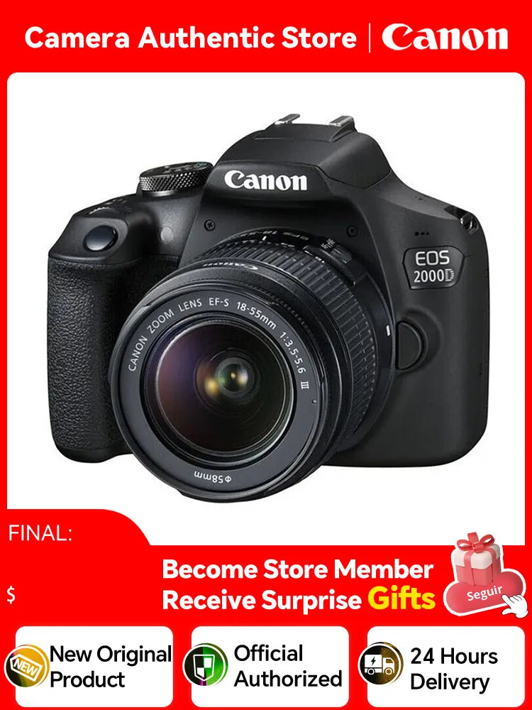 Canon EOS 2000D APS-C Entry-level DSLR Digital Camera With 18-55 MM F3.5-5.6 III Lens Flip Touch Screen 18 Million Pixels