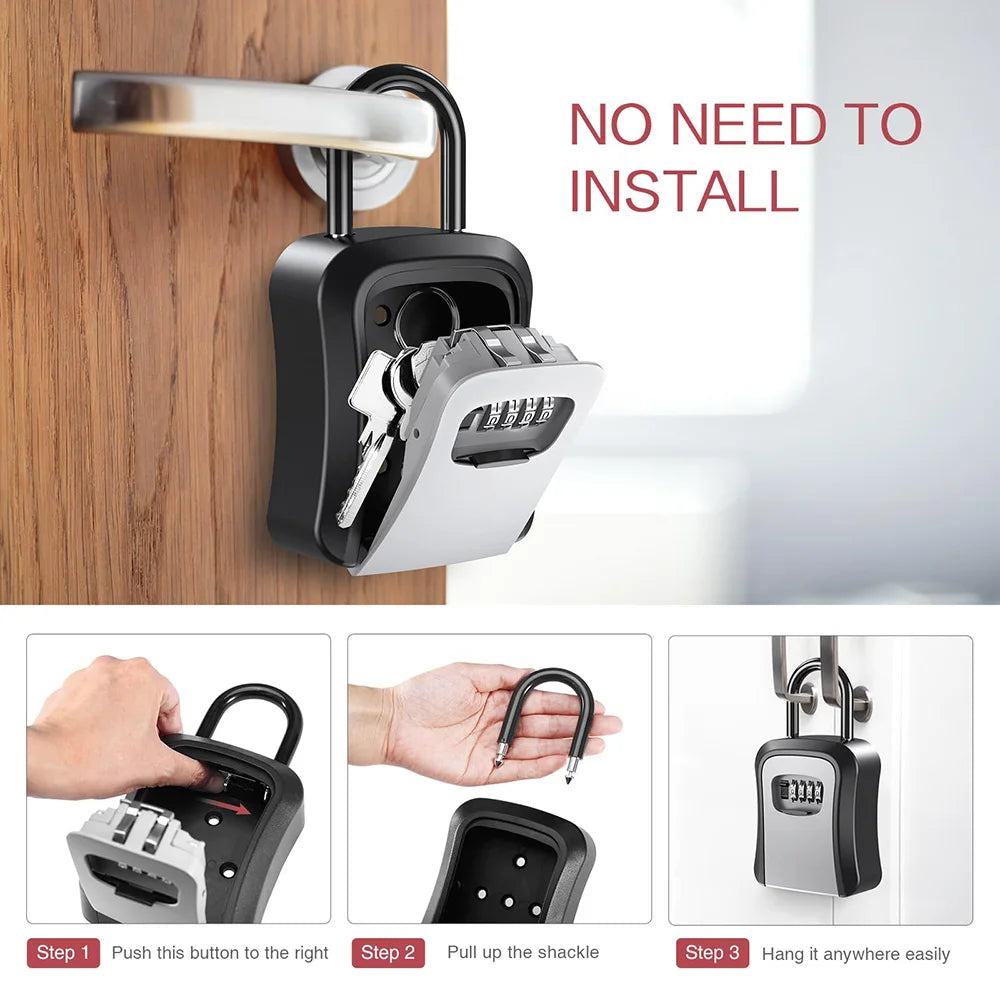 Alloy Key Lock Box for Outside - Realtor Lockbox for House Keys Outdoor - Combination Key Hiders to Hide a Key Safe Storage