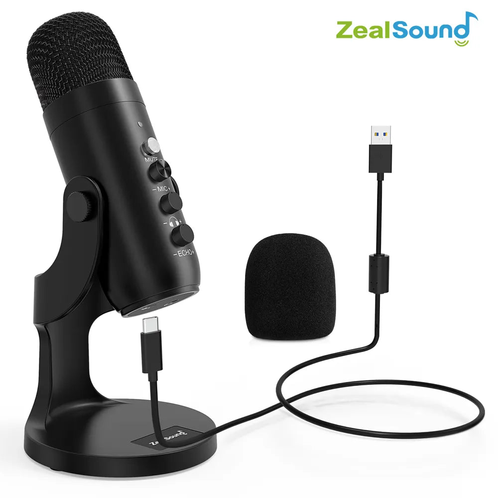 Zealsound Professional USB Condenser Microphone Studio Recording Mic for PC Computer Gaming Streaming Podcasting Laptop Desktop