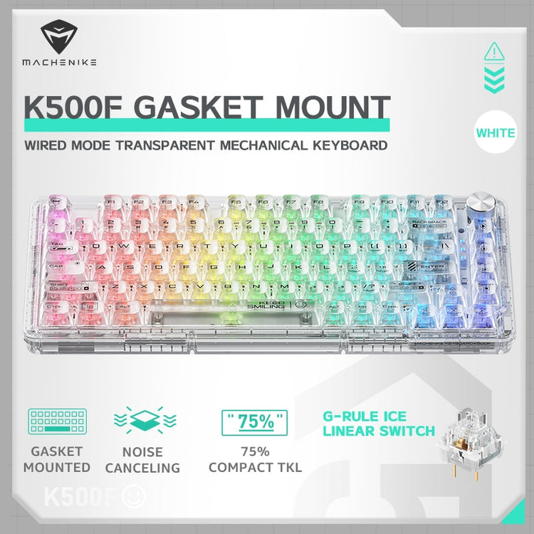 Machenike K500F Mechanical Keyboard Gasket Mount 75% Compact TKL Layout RGB Backlit Wired Mode Gaming Keyboard for PC Latop