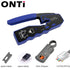 ONTi RJ45 Pass Through Crimper Tool and Rj45 Connector, Ethernet Crimper Crimping Tool Wire Stripper Cutter for Cat6a Cat5